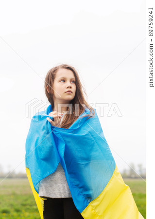 The girl with the flag of Ukraine The girl with the flag of Ukraine 89759241