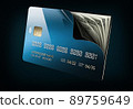 Open Credit card with dollars banknotes, clipping path included. 3d Rendering 89759649