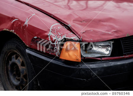 defeated front headlight of the car defeated front headlight of the car 89760346