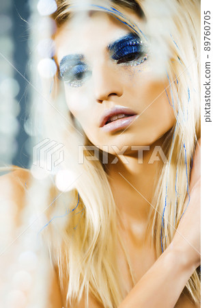 beauty young snow queen in fairy flashes close up 89760705