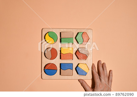 Montessori activity, learning about color, shape, sorting, 89762090