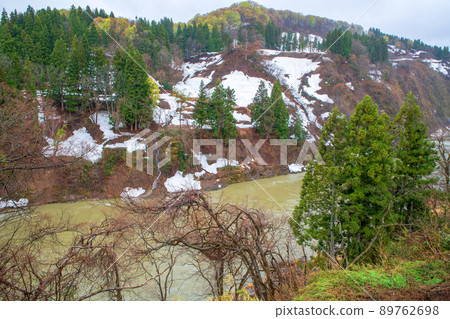 千曲川道路驛站榮、殘雪、早春風光 89762698