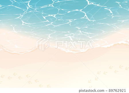 Footprints of sandy beaches and seagulls (horizontal layout) 89762921