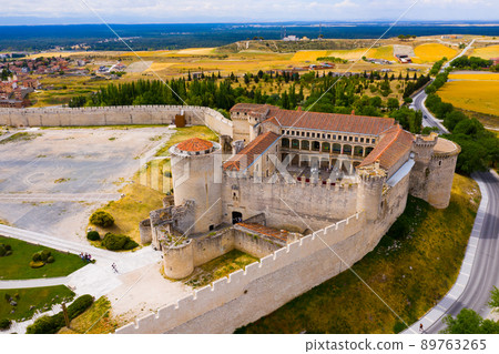 Aerial view of Cuellar Castle in Segovia Province, Leon, Spain Aerial view of Cuellar Castle in Segovia Province, Leon, Spain 89763265