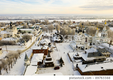 Top view of the Annunciation and Trinity Monasteries in city of Murom. Russia 89763388