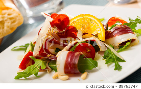 Salad with duck ham Salad with duck ham 89763747