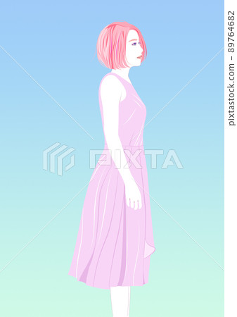 抬頭看衣服的女人插圖 89764682