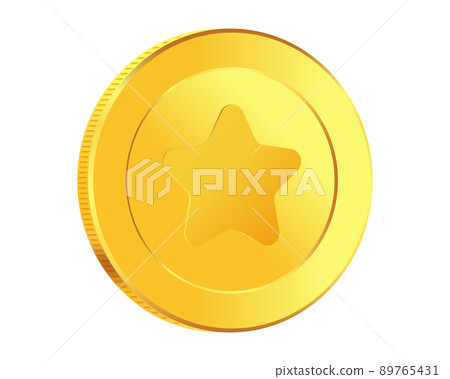 Golden money. Rotating gold coin. 89765431