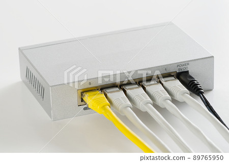 Small router and switch. tcp ip network business concept. High - performance gigabit switch. 89765950