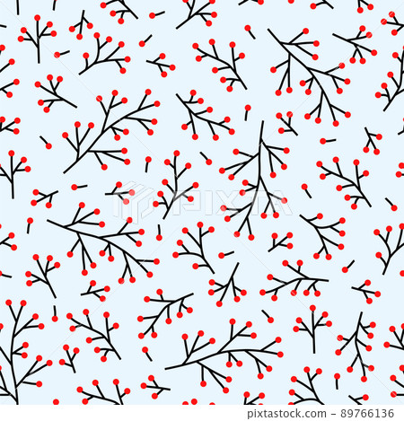 Decorative branches with berries pattern seamless 89766136