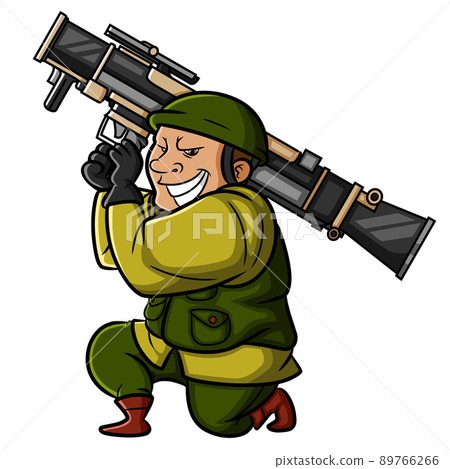 The happy army is shooting with the bazooka The happy army is shooting with the bazooka 89766266