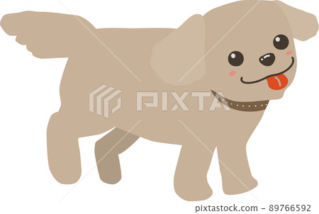 一隻微笑的狗伸出舌頭的插圖 89766592