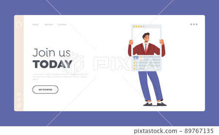 Human Resource Management and Hiring Landing Page Template. Candidate Job Seeker Male Character with Cv Human Resource Management and Hiring Landing Page Template. Candidate Job Seeker Male Character with Cv 89767135