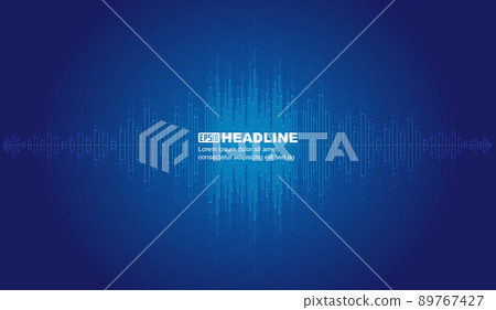 Blue rhythmic lines internet technology vector background 89767427