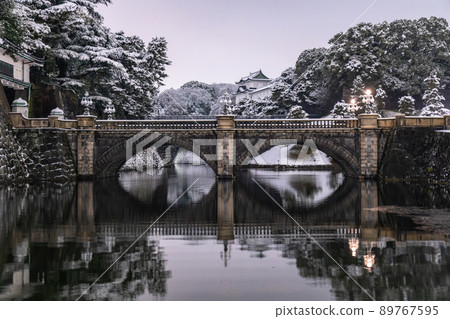 《Tokyo》 Snowy scenery of Tokyo, Kokyogaien Nijubashi 89767595