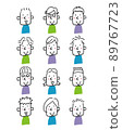 Illustrations of men with various hairstyles on the upper body 89767723