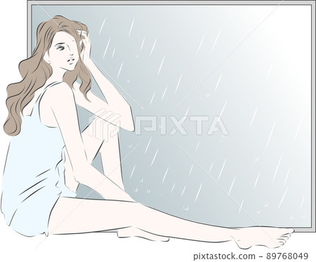 Woman with melancholy rain 89768049