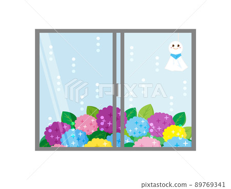 Hydrangea Windowside Teru Teru Bozu Vector Illustration Hydrangea Windowside Teru Teru Bozu Vector Illustration 89769341
