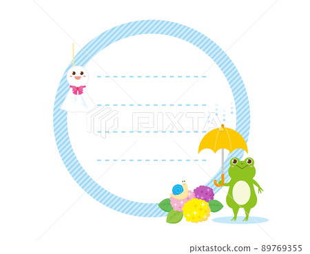 Cute frog and cochlear hydrangea message card Cute frog and cochlear hydrangea message card 89769355