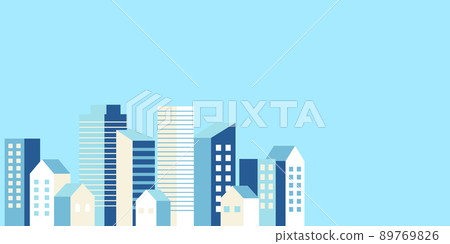 背景素材_簡約建築小鎮_淺藍色 89769826