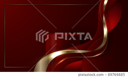 Abstract luxury 3D rrealistic red podium display wave shapes paper cut style Abstract luxury 3D rrealistic red podium display wave shapes paper cut style 89769885