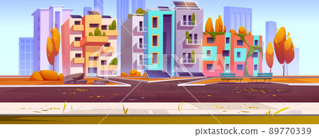 Eco city district with solar panels on houses Eco city district with solar panels on houses 89770339