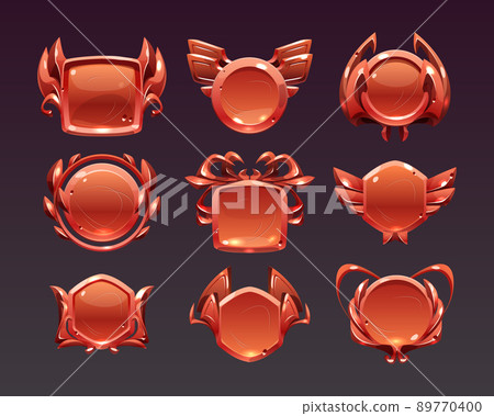 Medieval game menu interface badges, red ui frames Medieval game menu interface badges, red ui frames 89770400