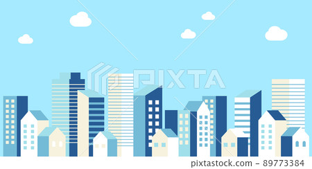 Background material_Simple building town_Light blue 89773384