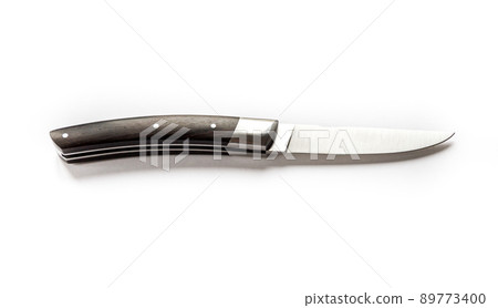 Traditional wooden pocket knife isolated on white background 89773400