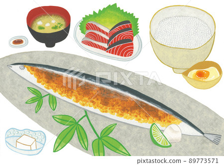 Autumn taste pacific saury set meal 89773571