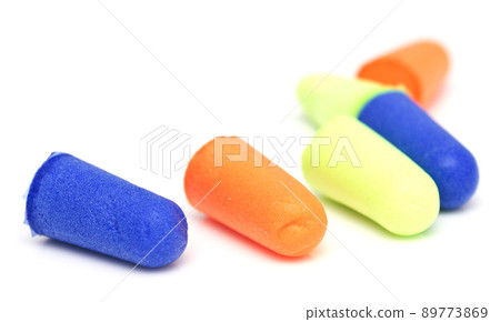 Ear plugs on white Ear plugs on white 89773869