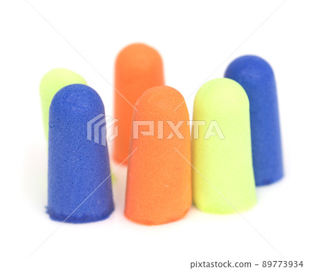 Ear plugs on white 89773934
