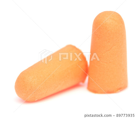 Ear plugs on white Ear plugs on white 89773935