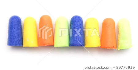 Ear plugs on white Ear plugs on white 89773939
