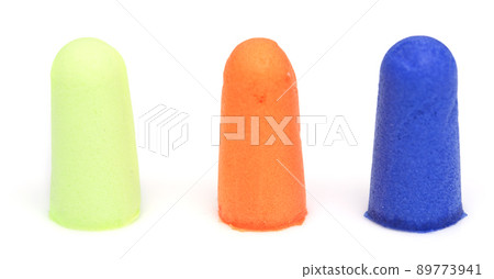 Ear plugs on white Ear plugs on white 89773941