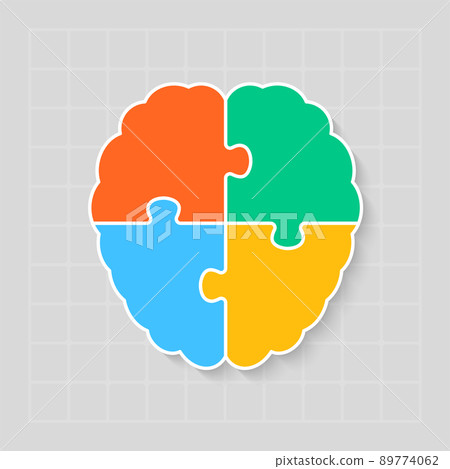 Four steps infographic, brain puzzle template 89774062