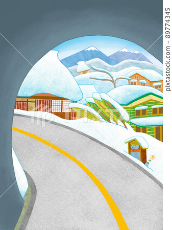 穿過隧道的雪景 89774345