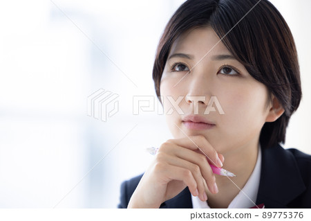 High school girl studying high school girl High school girl studying high school girl 89775376