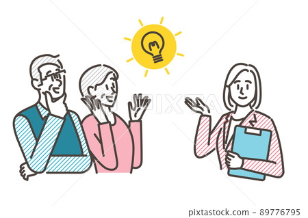 Female salesman explaining to senior couple customers [Vector illustration material] 89776795