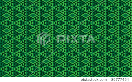 Abstract Green Triangles Ornament, Triangular Shapes Wallpaper. Geometric Seamless Pattern Design Template. 89777464
