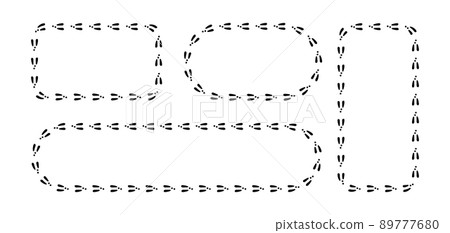 Rabbit or hare footprint trail border. Bunny foot prints on snow. Rabbit paw steps. Hare steps track. Blank frame template. Vector illustration isolated on white background in flat style Rabbit or hare footprint trail border. Bunny foot prints on snow. Rabbit paw steps. Hare steps track. Blank frame template. Vector illustration isolated on white background in flat style 89777680