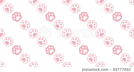 cat paw seamless pattern dog footprint kitten calico vector pet puppy breed cartoon doodle repeat wallpaper gift wrapping paper tile background illustration design isolated 89777892