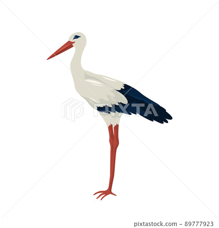 White stork or crane bird, vector icon or clipart White stork or crane bird, vector icon or clipart 89777923
