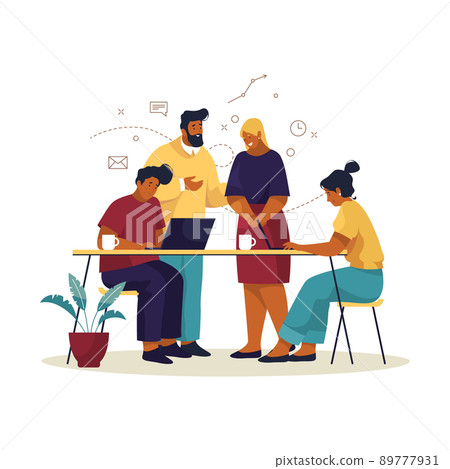 People or employees discuss project, vector banner People or employees discuss project, vector banner 89777931