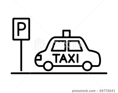 停車出租車插圖圖標線描 停車出租車插圖圖標線描 89778041