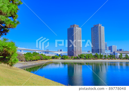 [東京的都市風景]台場的都市風景（第三台場） 89778048