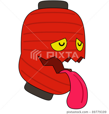 Illustration of a ghost of a lantern that closes your eyes (with outline) Illustration of a ghost of a lantern that closes your eyes (with outline) 89779109