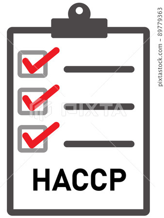 HACCP - Hazard Analysis Critical Control Points icon with award or checkmark. flat style. 89779363