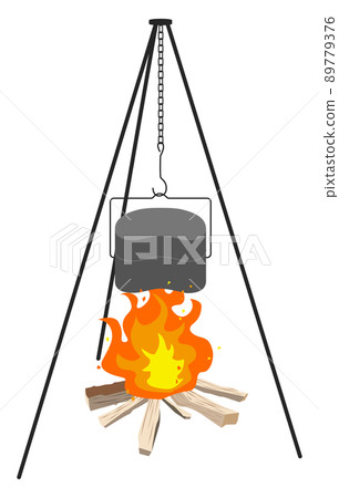 Mess tin cooked by hanging it with a tripod Mess tin cooked by hanging it with a tripod 89779376