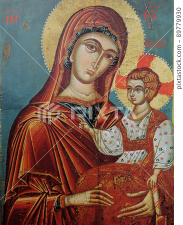 christian Byzantine icon in church of annuciation, Beirut, Lebanon 89779930